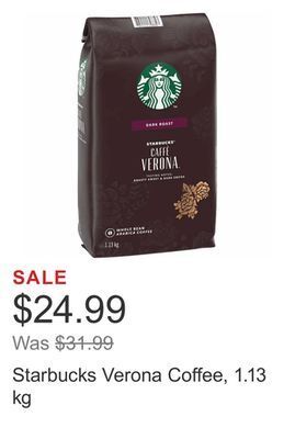 Costco Starbucks verona coffee, 1.13 kg offer