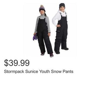 Costco Stormpack sunice youth snow pants offer