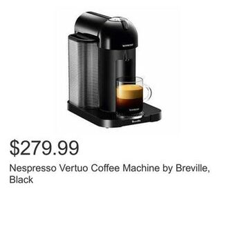 Costco Nespresso vertuo coffee machine by breville, black offer