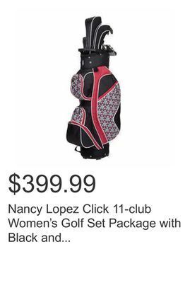 Costco Nancy lopez click 11-club women's golf set package with black and red cart bag offer
