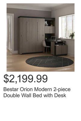 Costco Bestar orion modern 2-piece double wall bed with desk offer