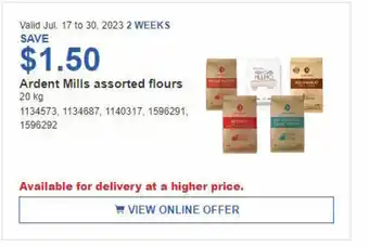 Costco Ardent Mills assorted flours 20 kg offer
