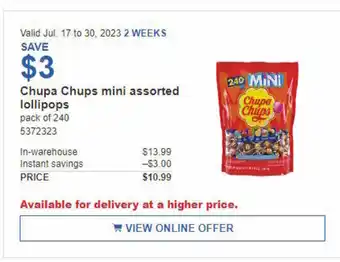 Costco Chupa Chups mini assorted lollipops pack of 240 5372323 offer