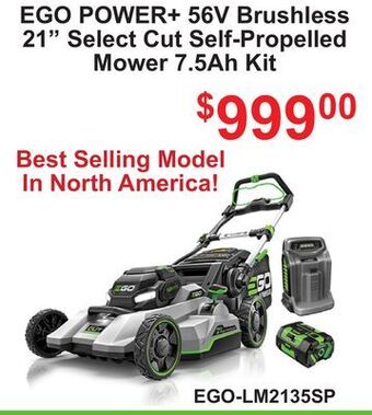 Atlas Tools & Machinery Ego power+ 56v brushless 21 select cut self-propelled mower 7.5ah kit offer