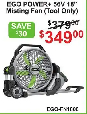 Atlas Tools & Machinery Ego power+ 56v 18 misting fan offer