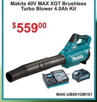 Atlas Tools & Machinery Makita 40v max xgt brushless turbo blower 4.0ah kit offer