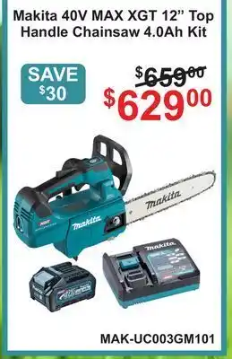 Atlas Tools & Machinery Makita 40v max xgt 12 top handle chainsaw 4.0ah kit offer