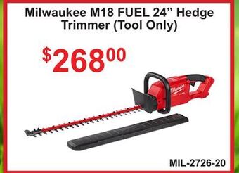 Atlas Tools & Machinery Milwaukee m18 fuel 24 hedge trimmer offer