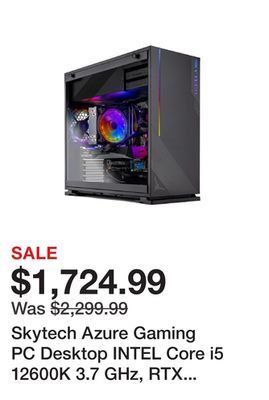 Newegg Skytech azure gaming pc desktop intel core i5 12600k 3.7 ghz, rtx 3060 ti, 1tb nvme ssd, 16g ddr4 3200, 650w gold psu, ac wi- offer