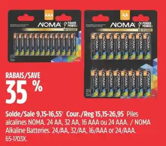 Canadian Tire Piles alcalines NOMA. 24 AA, 32 AA, 16 AAA ou 24 AAA offer