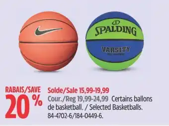 Canadian Tire Certains ballons de basketball offer