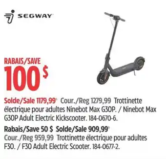 Canadian Tire Trottinette électrique pour adultes Ninebot Max G30P offer