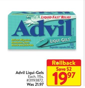 Walmart Advil liqui-gels offer