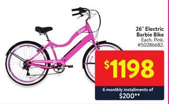 Walmart 26 electric barbie bike offer