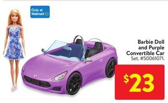 Walmart Barbie doll and purple convertible car offer