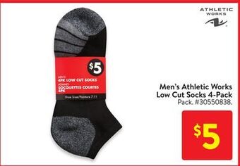 Walmart Men's athletic works low cut socks 4-pack offer