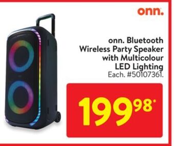 Walmart Bluetooth wireless party speaker with multicolour led lighting offer