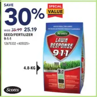 Lowe's Scotts seed/fertilizer 9-1-1 offer