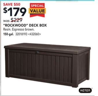 Lowe's Keter rockwood deck box offer