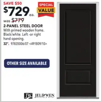 Lowe's Jeld wen 2-panel steel door 32 offer