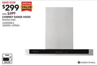 Lowe's Mistral chimney range hood offer