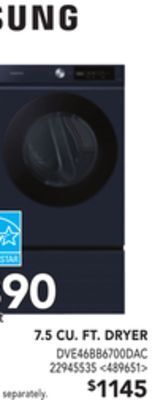 Lowe's Samsung 7.5 cu. ft. dryer offer