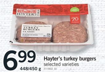 Fortinos Hayter's turkey burgers, 448/450 g offer