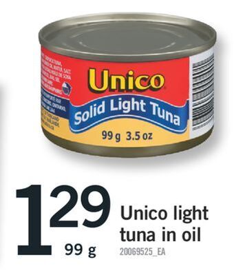 Fortinos Unico light tuna in oil, 99 g offer