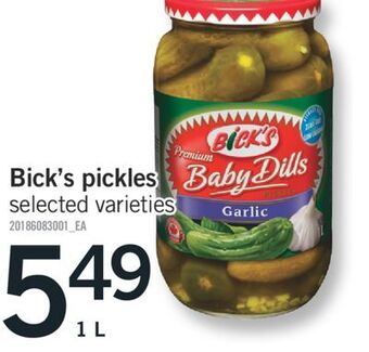 Fortinos Bick's pickles, 1 l offer