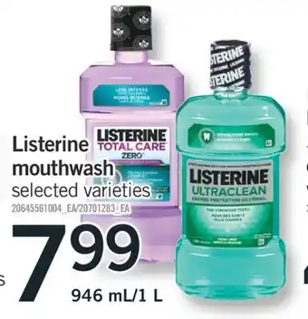 Fortinos Listerine mouthwash, 946 ml/1 l offer