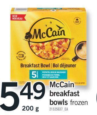 Fortinos Mccain breakfast bowls, 200 g offer
