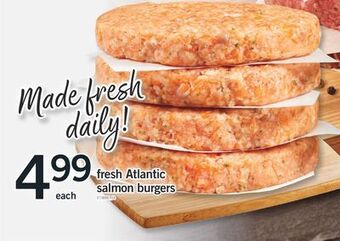 Fortinos Fresh atlantic salmon burgers offer