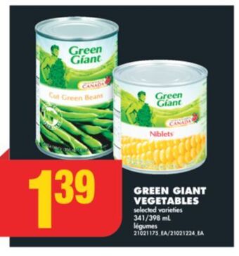 No Frills Green giant vegetables, 341/398 ml offer