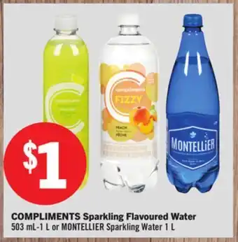 Foodland Compliments sparkling flavoured water 503 ml - 1 l or montellier sparkling water 1 l offer
