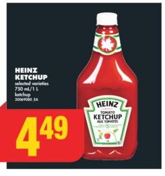 No Frills Heinz ketchup, 750 ml/1 l offer