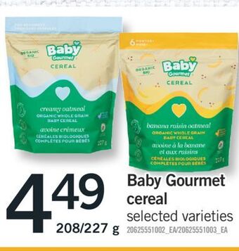 Fortinos Baby gourmet cereal, 208/227 g offer