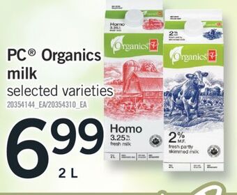 Fortinos Pc® organics milk, 2 l offer