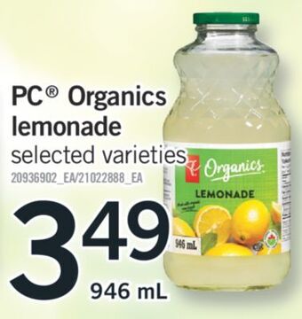 Fortinos Pc® organics lemonade, 946 ml offer
