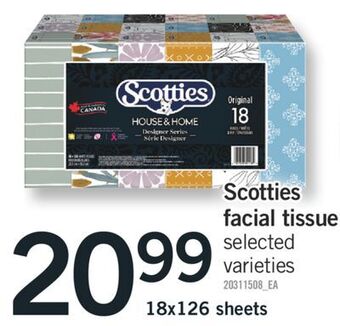 Fortinos Scotties facial tissue, 18x126 sheets offer
