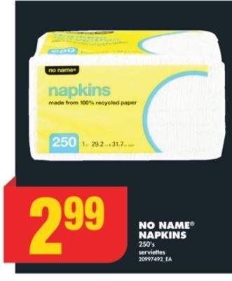 No Frills No name® napkins, 250's offer
