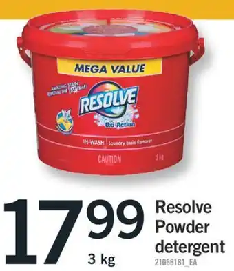 Fortinos Resolve powder detergent offer