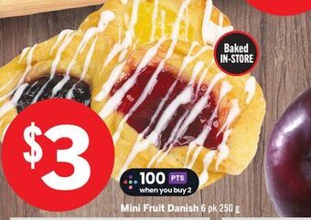 Foodland Mini fruit danish 6 pk 250 g offer