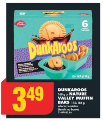 No Frills Dunkaroos 168 g or nature valley muffin bars 175/184 g offer