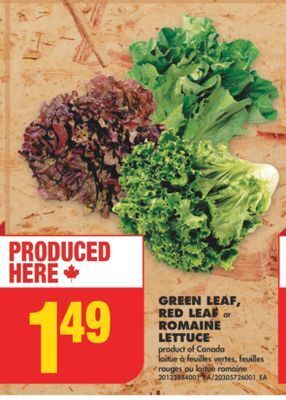 No Frills Green leaf, red leaf or romaine lettuce offer