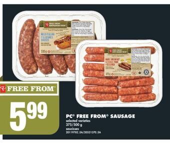 No Frills Pc® free from® sausage, 375/500 g offer