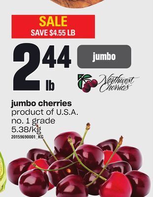 Independent Grocer Jumbo cherries offer