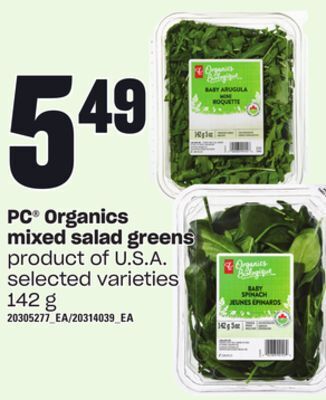 Independent Grocer Pc® organics mixed salad greens, 142 g offer