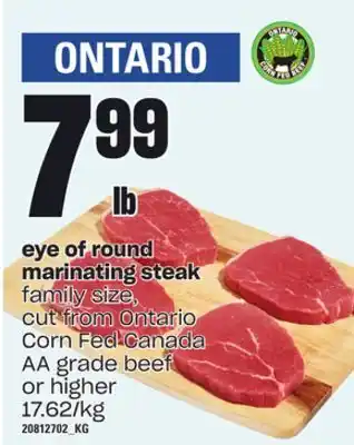 Loblaws Eye of round marinating steak offer