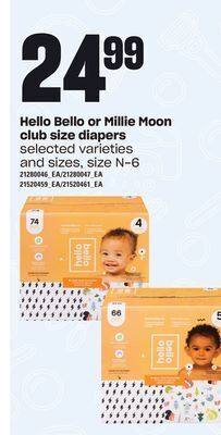 Loblaws Hello bello or millie moon club size diapers offer