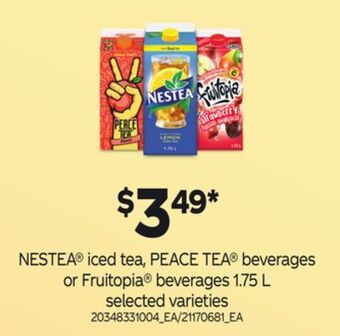 Loblaws Nestea® iced tea, peace tea® beverages or fruitopia® beverages, 1.75 l offer